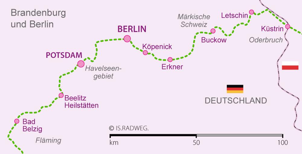 Europaradweg R1 in Deutschland - Brandenburg/Berlin