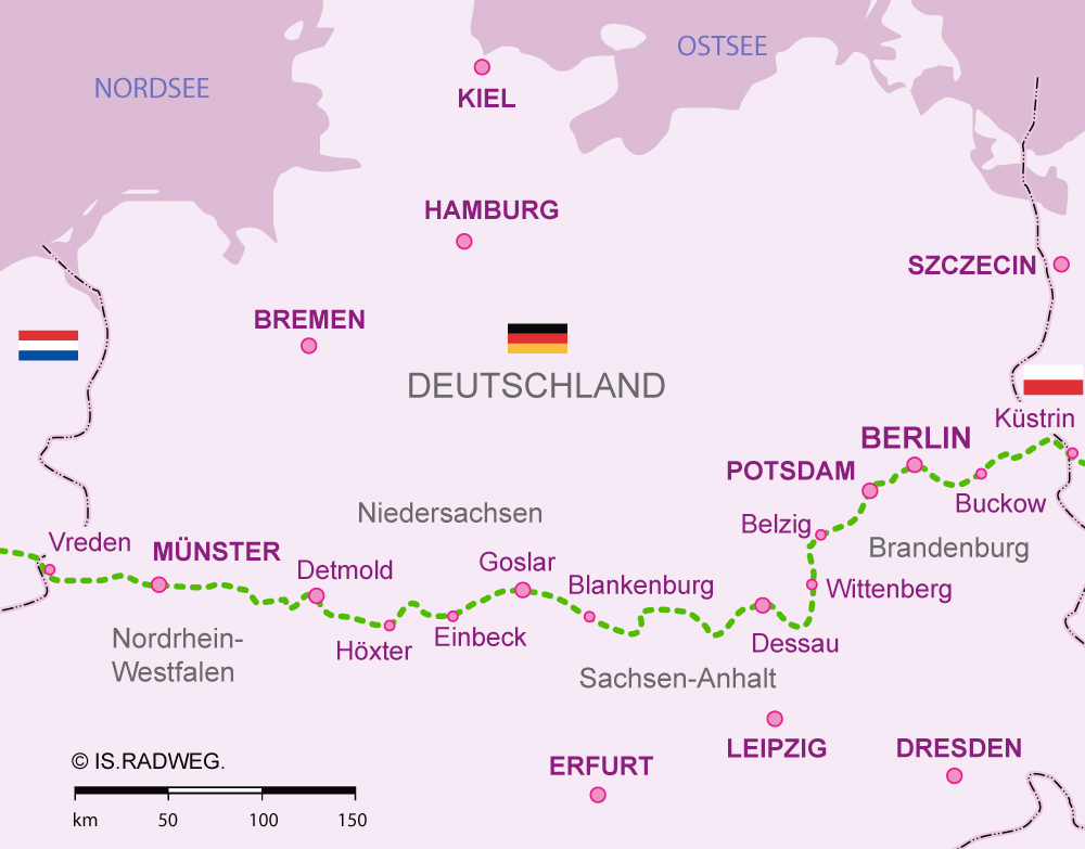 Europaradweg R1 Euroroute - Etappenkalkulator Deutschland