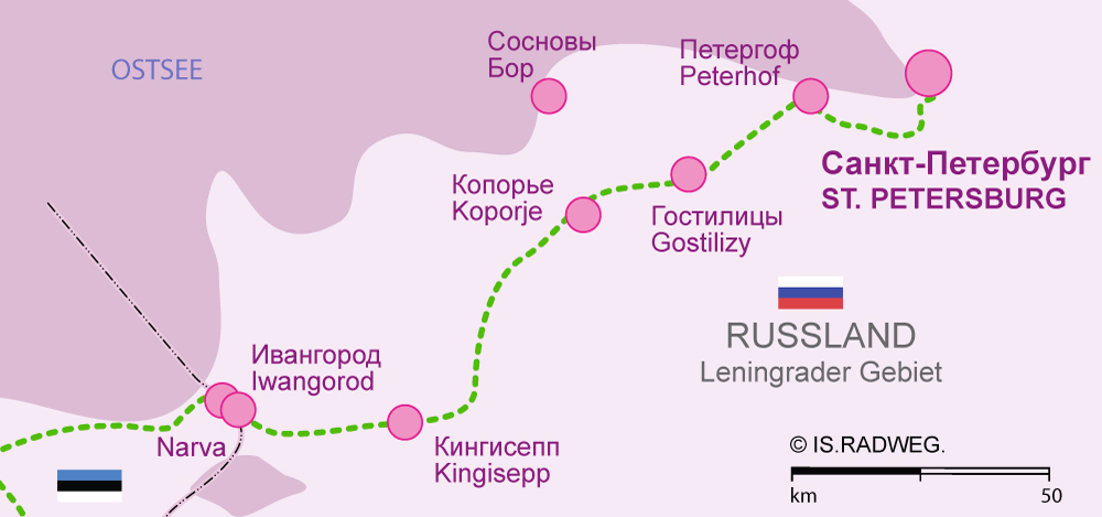 Europaradweg R1 Russland - Leningrader Gebiet
